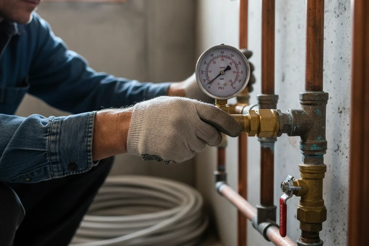 Pressure testing a repaired line during Water Line Repair in Sussex